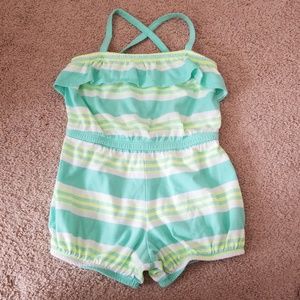 Old Navy Aqua & Neon yellow romper